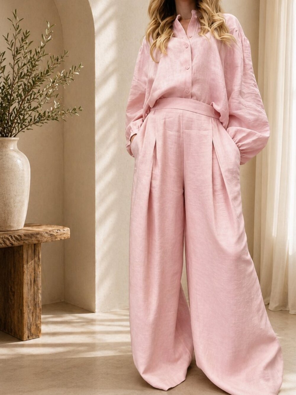 Effortless Elegance Pink Two-Piece Set